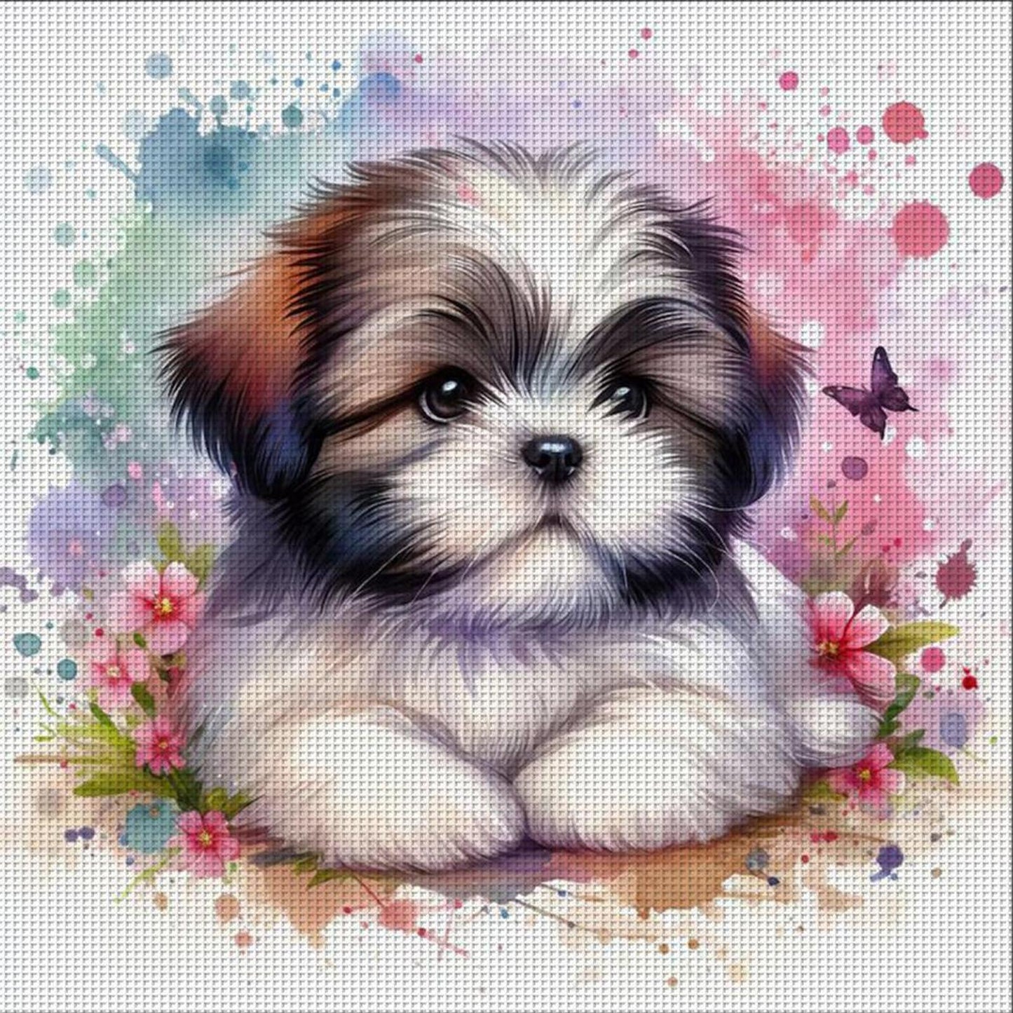 Cute Dog - Full 11CT Stamped Cross Stitch 40x40CM - Yishu