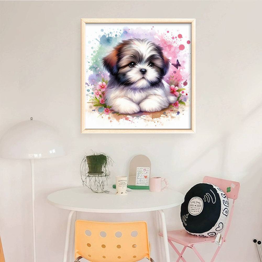 Cute Dog - Full 11CT Stamped Cross Stitch 40x40CM - Yishu