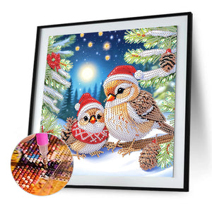 Christmas Bird 30*30CM(Canvas) Partial Special Shaped Drill Diamond Painting