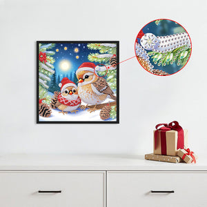 Christmas Bird 30*30CM(Canvas) Partial Special Shaped Drill Diamond Painting