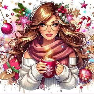 Christmas Girl 40*40CM Full AB Round Drill Diamond Painting Drill Diamond Painting