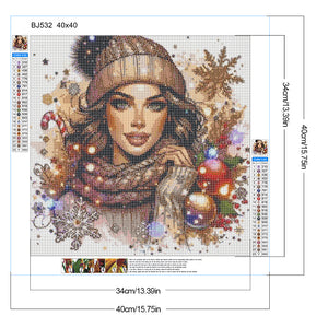 Christmas Girl 40*40CM(Canvas) Full Round Drill Diamond Painting