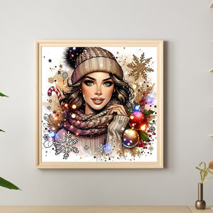 Christmas Girl 40*40CM(Canvas) Full Round Drill Diamond Painting