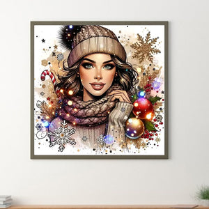 Christmas Girl 40*40CM(Canvas) Full Round Drill Diamond Painting