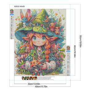 Forest Animals And Elf Girl 40*50CM Full Round Drill Diamond Painting Drill Diamond Painting