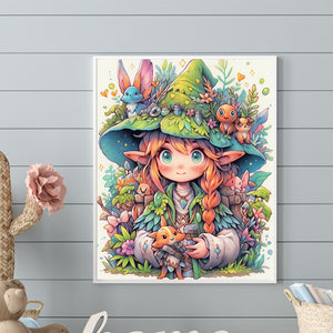 Forest Animals And Elf Girl 40*50CM Full Round Drill Diamond Painting Drill Diamond Painting