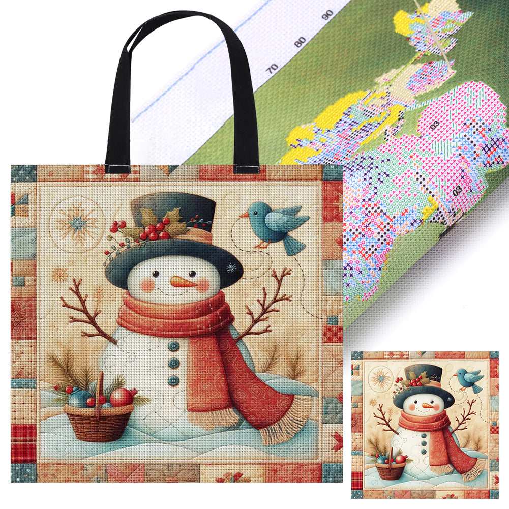 Yishu - Snowman And Birds - 40*40CM 11CT Stamped Cross Stitch