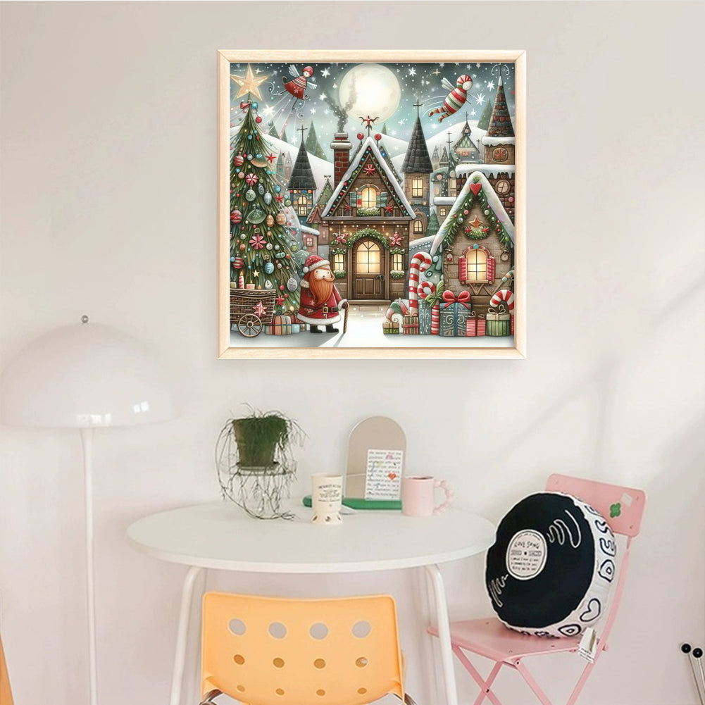 Christmas Tree And Santa Claus - Full 11CT Stamped Cross Stitch 50x50CM - Huacan