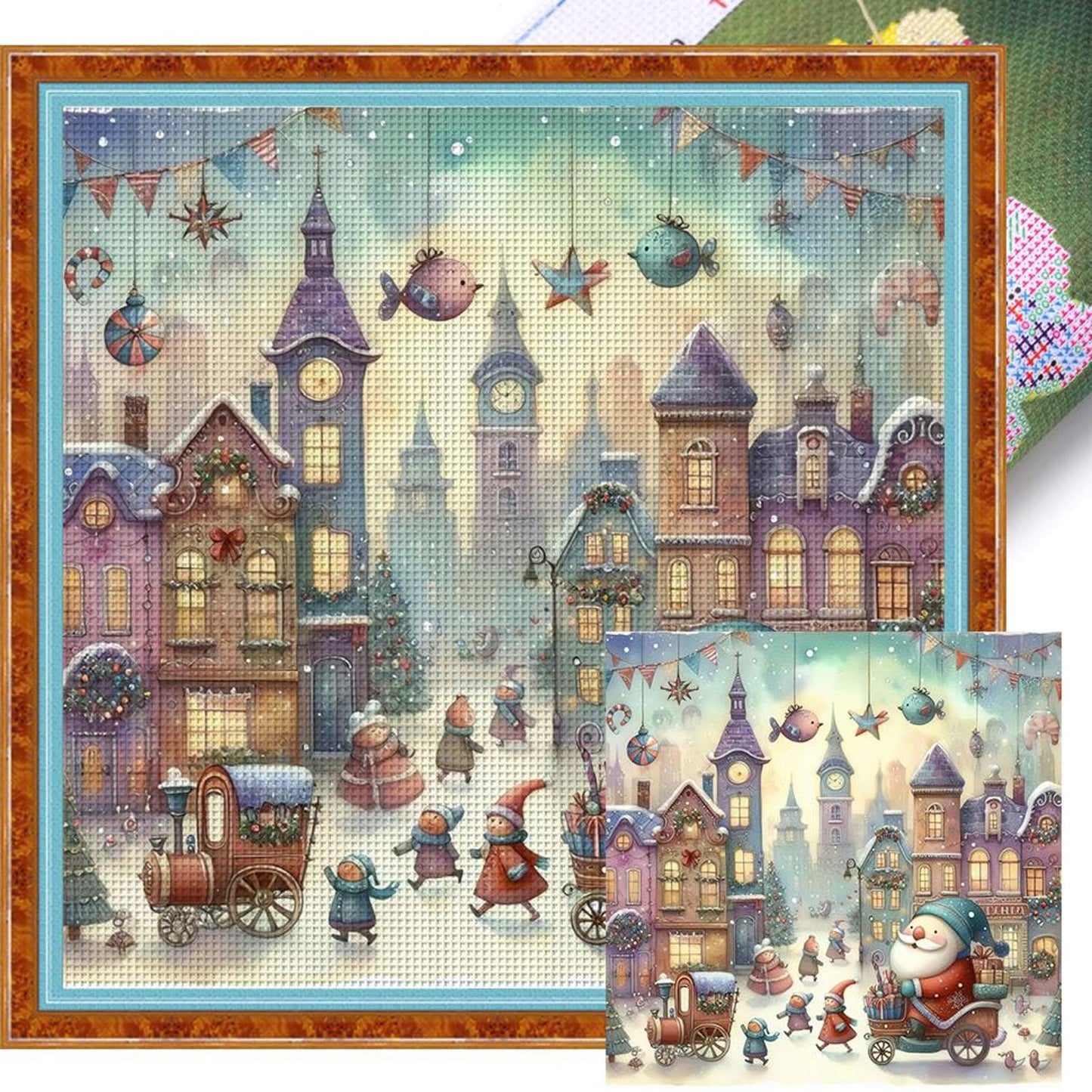 Christmas Town - Full 11CT Stamped Cross Stitch 50x50CM - Huacan