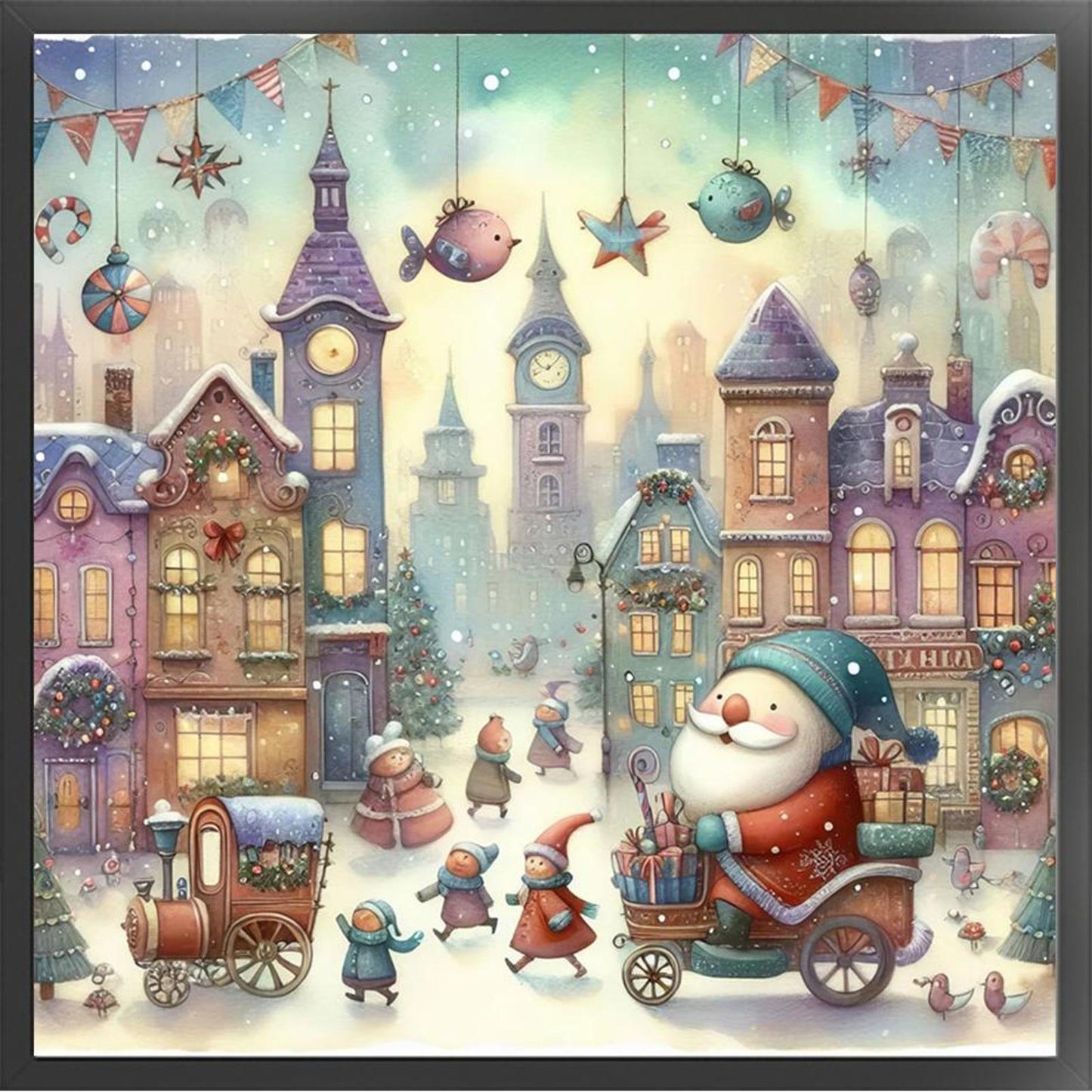 Christmas Town - Full 11CT Stamped Cross Stitch 50x50CM - Huacan