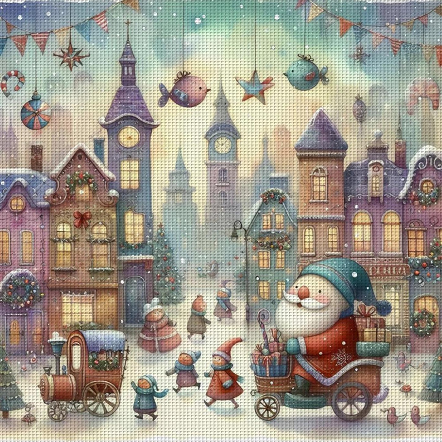 Christmas Town - Full 11CT Stamped Cross Stitch 50x50CM - Huacan