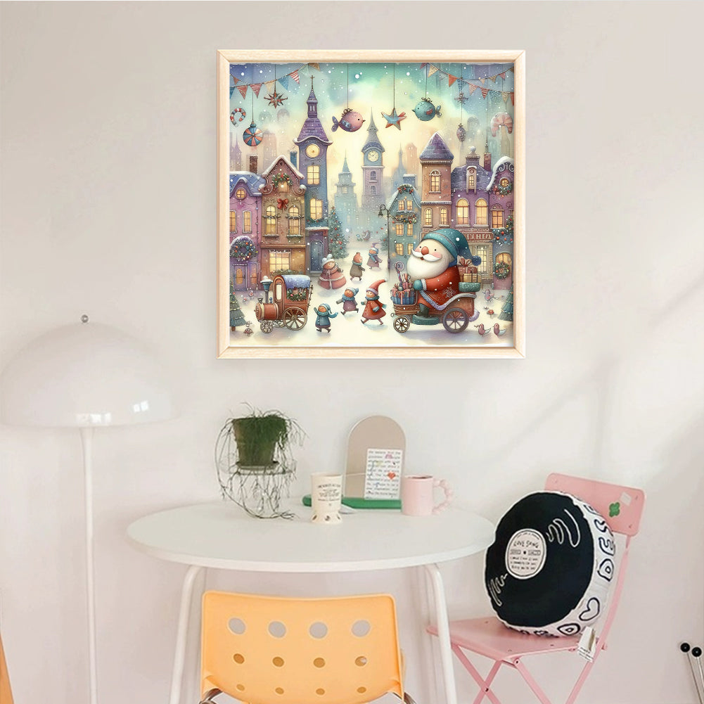 Christmas Town - Full 11CT Stamped Cross Stitch 50x50CM - Huacan
