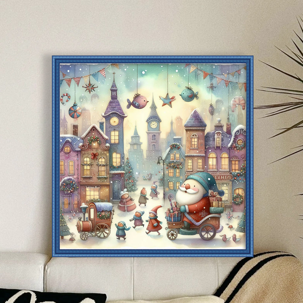 Christmas Town - Full 11CT Stamped Cross Stitch 50x50CM - Huacan