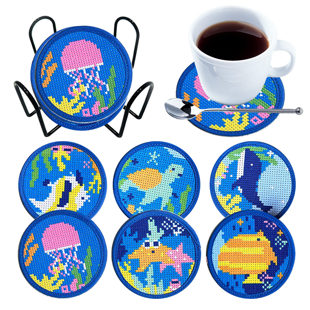 Underwater World - 10cm Coaster Embroidery