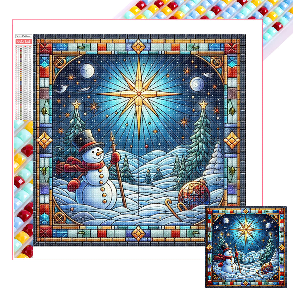 Glass Painting Style Christmas 40*40CM Full Square Drill Diamond Painting Drill Diamond Painting