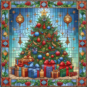 Glass Painting Style Christmas 40*40CM Full Square Drill Diamond Painting Drill Diamond Painting