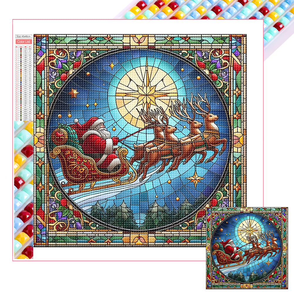 Glass Painting Style Christmas 40*40CM Full Square Drill Diamond Painting Drill Diamond Painting