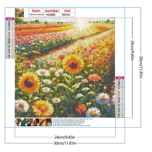 Sunflowers And Daisies Field 30*30CM Full Round Drill Diamond Painting Drill Diamond Painting