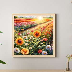 Sunflowers And Daisies Field 30*30CM Full Round Drill Diamond Painting Drill Diamond Painting