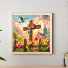 Load image into Gallery viewer, Flower Cross Hummingbird Church 30*30CM Full Round Drill Diamond Painting Drill Diamond Painting
