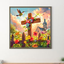 Load image into Gallery viewer, Flower Cross Hummingbird Church 30*30CM Full Round Drill Diamond Painting Drill Diamond Painting
