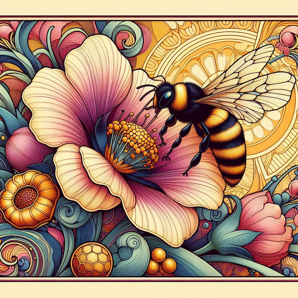 Flowers And Honey Bees 30*30CM Full Round Drill Diamond Painting Drill Diamond Painting