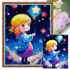 Yishu - Little Girl - 40*56CM 11CT 3 Stamped Cross Stitch
