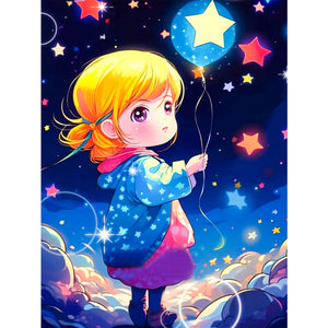 Yishu - Little Girl - 40*56CM 11CT 3 Stamped Cross Stitch