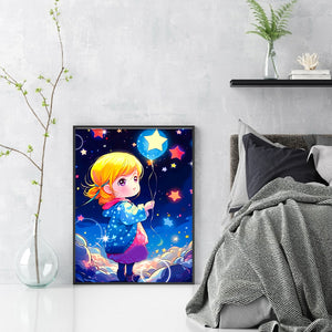 Yishu - Little Girl - 40*56CM 11CT 3 Stamped Cross Stitch