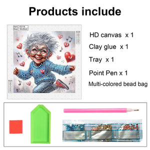 Cute Granny 30*30CM Special Shaped Drill Diamond Painting Drill Diamond Painting