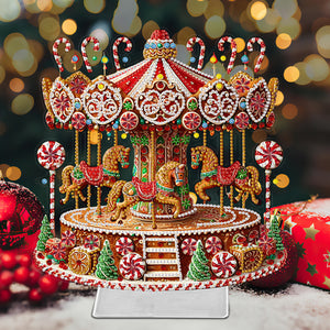 Christmas Acrylic Xmas Merry-go-round Special Shape Diamond Painting Desktop Ornaments