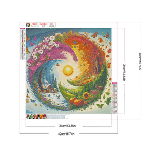 Four Seasons Scenery 40*40CM Full Round Drill Diamond Painting Drill Diamond Painting