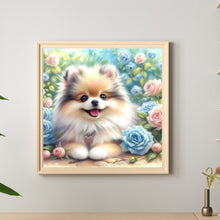 Load image into Gallery viewer, Rose Garden Pomeranian 30*30CM Full Round Drill Diamond Painting Drill Diamond Painting
