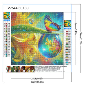 Butterfly Lily 30*30CM Full Round Drill Diamond Painting Drill Diamond Painting