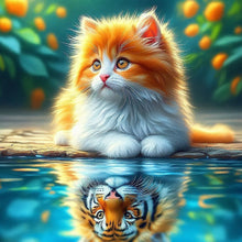 Load image into Gallery viewer, Orange Cat Reflection Tiger 30*30CM Full Round Drill Diamond Painting Drill Diamond Painting
