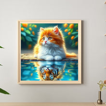 Load image into Gallery viewer, Orange Cat Reflection Tiger 30*30CM Full Round Drill Diamond Painting Drill Diamond Painting
