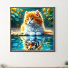 Load image into Gallery viewer, Orange Cat Reflection Tiger 30*30CM Full Round Drill Diamond Painting Drill Diamond Painting
