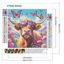 Load image into Gallery viewer, Butterfly Bush Highland Yak 30*30CM Full Round Drill Diamond Painting Drill Diamond Painting
