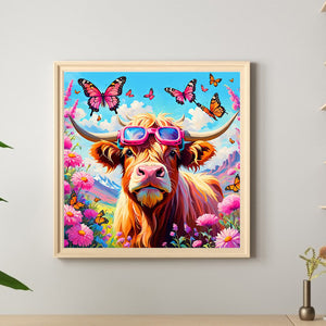 Butterfly Bush Highland Yak 30*30CM Full Round Drill Diamond Painting Drill Diamond Painting