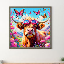 Load image into Gallery viewer, Butterfly Bush Highland Yak 30*30CM Full Round Drill Diamond Painting Drill Diamond Painting

