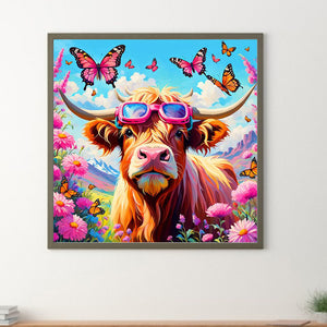 Butterfly Bush Highland Yak 30*30CM Full Round Drill Diamond Painting Drill Diamond Painting