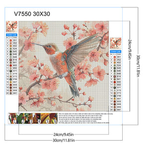 Hummingbird Plum 30*30CM Full Round Drill Diamond Painting Drill Diamond Painting