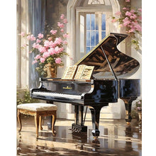 Load image into Gallery viewer, Pink Flower Piano Hall 40*50CM Full Round Drill Diamond Painting Drill Diamond Painting
