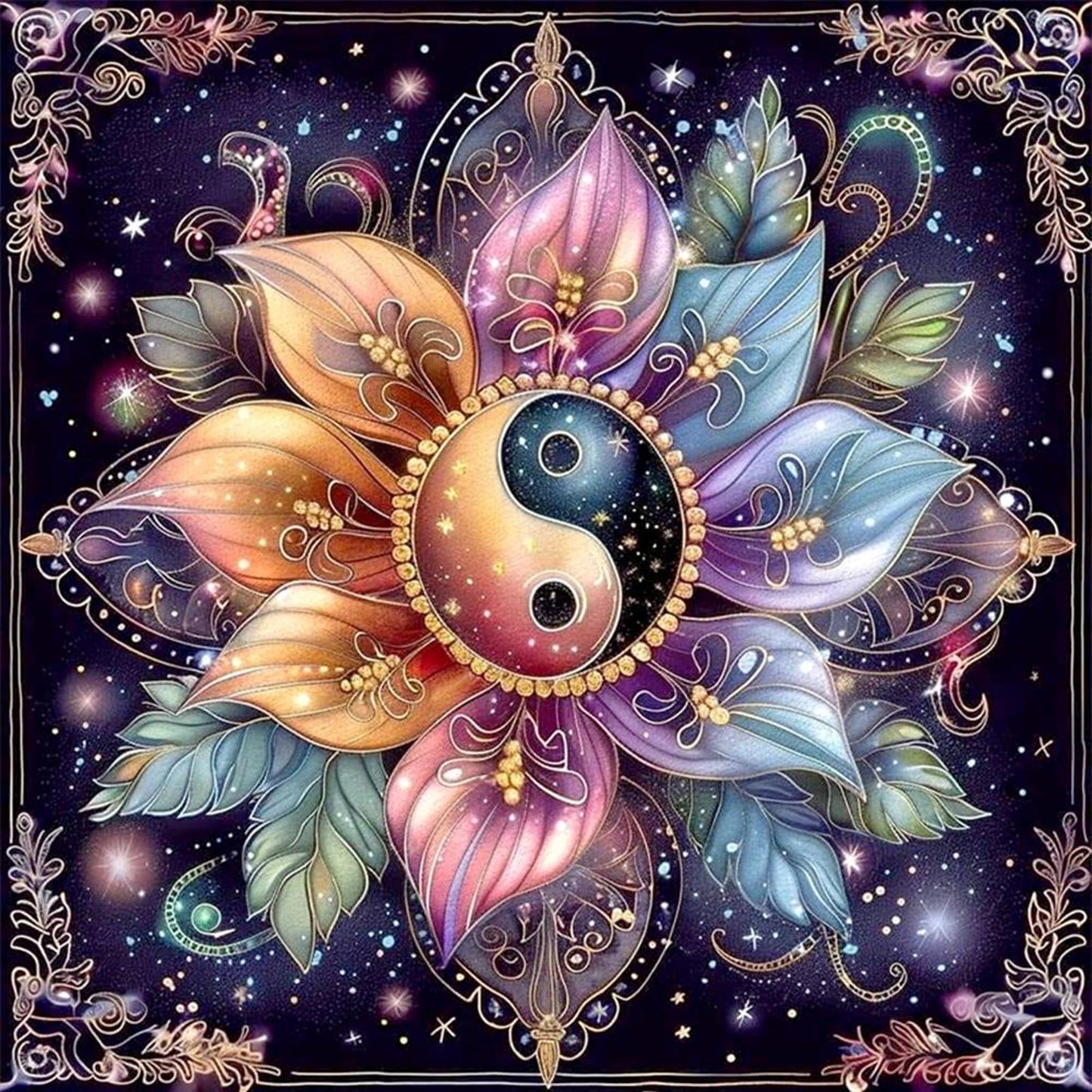 Tai Chi Flower - Full 11CT Counted Cross Stitch 50x50CM - Huacan