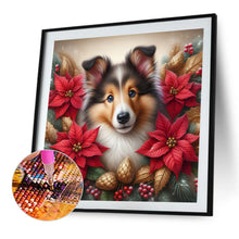 Load image into Gallery viewer, Christmas Poinsettia Dog 40*40CM Full AB Square Drill Diamond Painting Drill Diamond Painting
