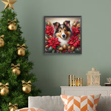 Load image into Gallery viewer, Christmas Poinsettia Dog 40*40CM Full AB Square Drill Diamond Painting Drill Diamond Painting
