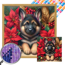 Load image into Gallery viewer, Christmas Poinsettia Dog 40*40CM Full AB Square Drill Diamond Painting Drill Diamond Painting
