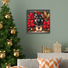 Load image into Gallery viewer, Christmas Poinsettia Dog 40*40CM Full AB Square Drill Diamond Painting Drill Diamond Painting
