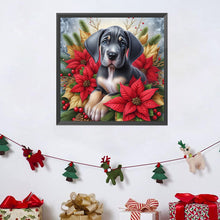 Load image into Gallery viewer, Christmas Poinsettia Dog 40*40CM Full AB Square Drill Diamond Painting Drill Diamond Painting
