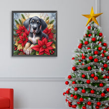 Load image into Gallery viewer, Christmas Poinsettia Dog 40*40CM Full AB Square Drill Diamond Painting Drill Diamond Painting
